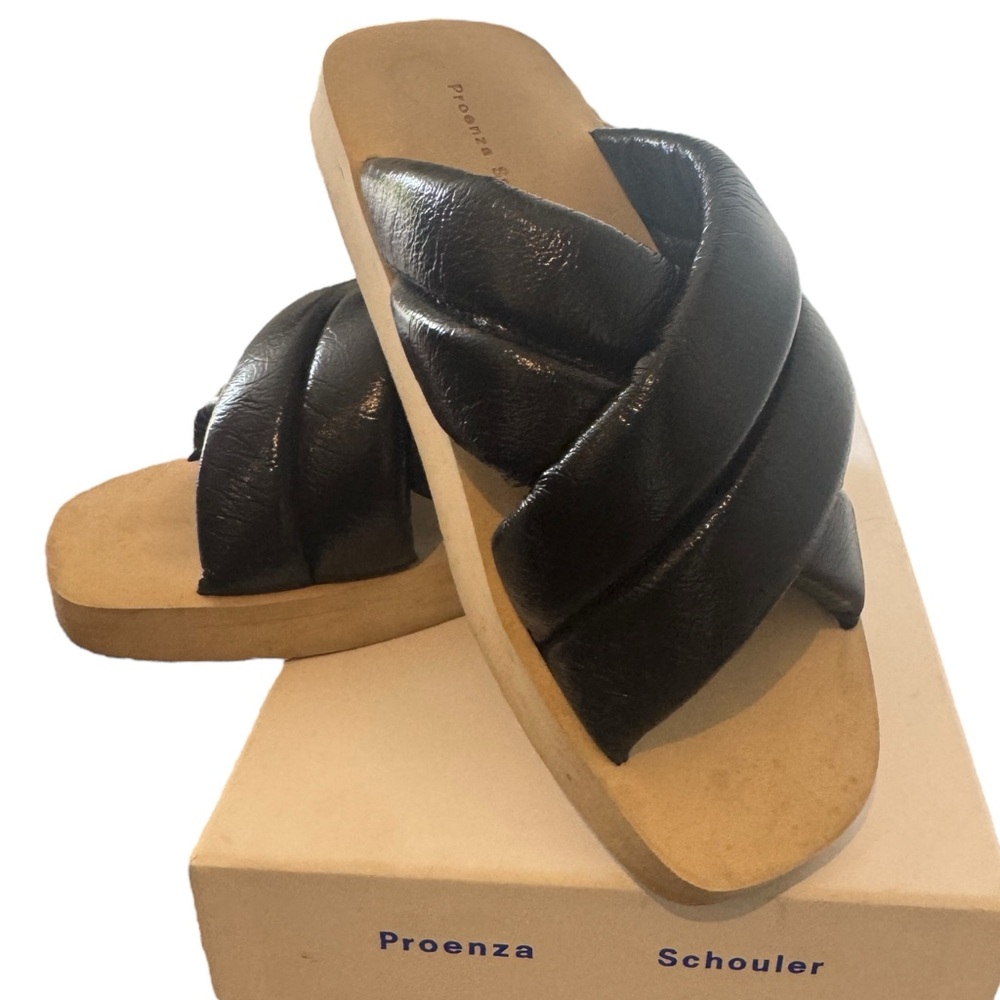 Proenza Schouler Black Float Padded Leather Platform Sandals - 38